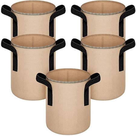 Ipower Grow Bag, 10-gallon, 5-pack, Tan, 5PK GLGROWBAG10X5TAN